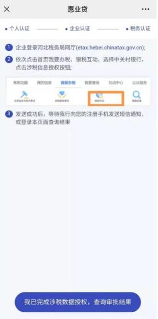 中关村银行惠业贷操作流程图