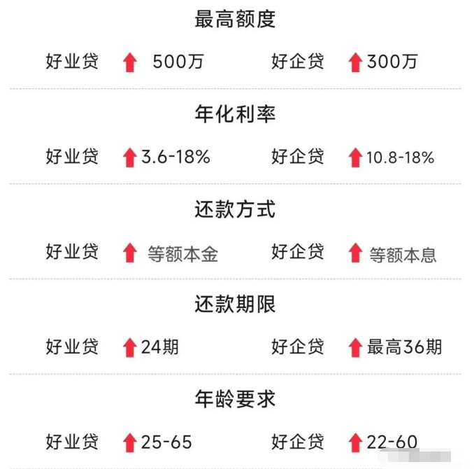 新网银行好业贷与好企e贷区别对比