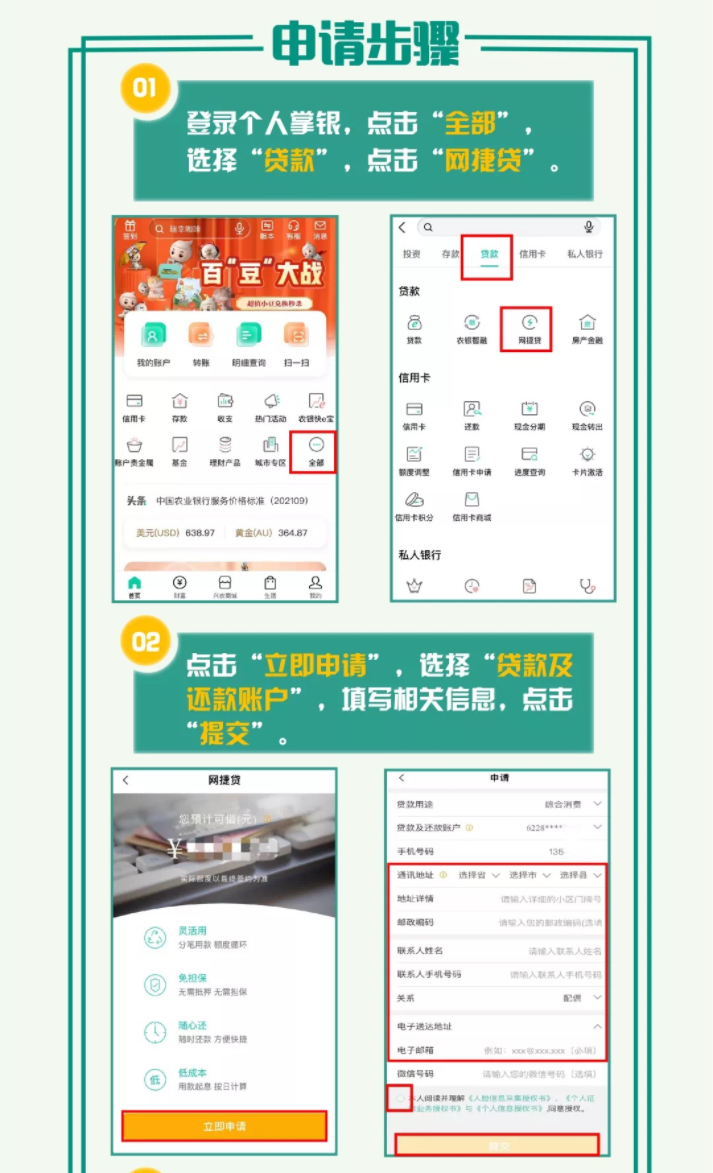 农业银行网捷贷申请操作流程